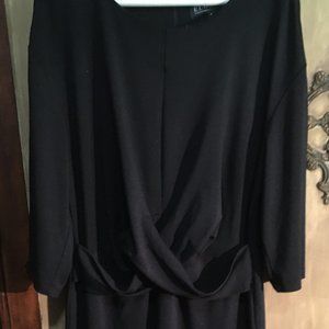 ELOQUII Womens Solid Black Dress Criss-Cross Waist  3/4" Sleeves Size 18
